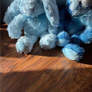 Blue and Light Blue Plush Bunny Set
